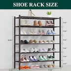 Smiry Shoe Rack, 6 Tier Thick Long Bamboo Shoe Organizer, Stackable Free Standing Wooden Shoe Storage Shelf for Closet, Entry