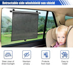 2PCS Car Side Window Sun Shade for Baby/Kids- 18"×14" Retractable Roller Car Window Shade with Suction Cups - Blocks Heat and UV Rays Glare Protection- Baby Travel Accessories for Cars (Black)