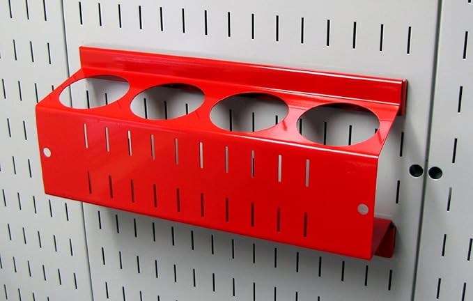Wall Control Pegboard Spray Can Holder Bracket and Aerosol Can Organizer Pegboard and Slotted Tool Board - Red
