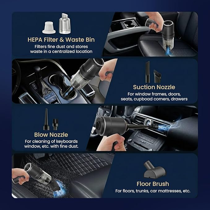 VIMALIFE 10000Pa Cordless Car Vacuum Cleaner & Air Duster