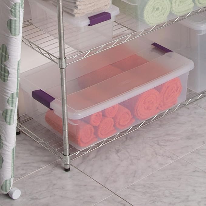 Sterilite 18-Pack 32 Quart ClearView Latch Box, Stackable Organizer Bins with Latching Lids - Clear Plastic Organization Cont