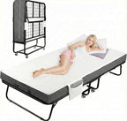 MAMIZO Foldable Bed,Portable Bed,Folding Bed with Mattress,75" x 31" Twin Size Rollaway Bed with Mattress for Adults,Metal Fr