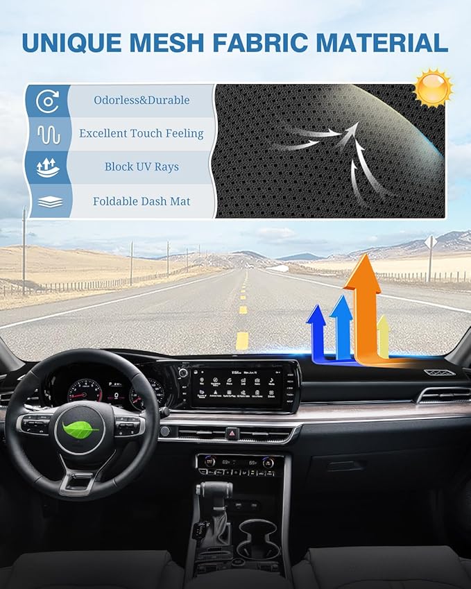 FIILINES Dash Cover Fit for Kia K5 2021-2025 (Without HUD), Dashboard Cover K5 Accessories Dash Mat Sunshade Nonslip Protecto