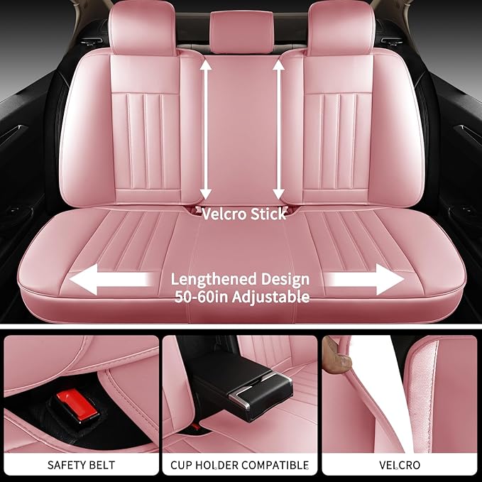 Pink Car Seat Covers Fit for Corolla Cross RAV4 Kona HR-V CRV UX,Waterproof and Breathable Automotive Seat Covers Full Set, F
