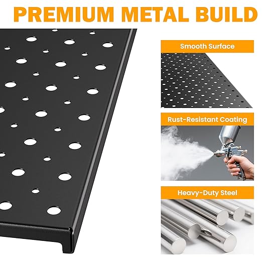 Pegboard Smith Metal Pegboard Panels, 16" x 12" Heavy-Duty Wall Peg Boards for Garage Tool Storage, Pegboard Organizer System