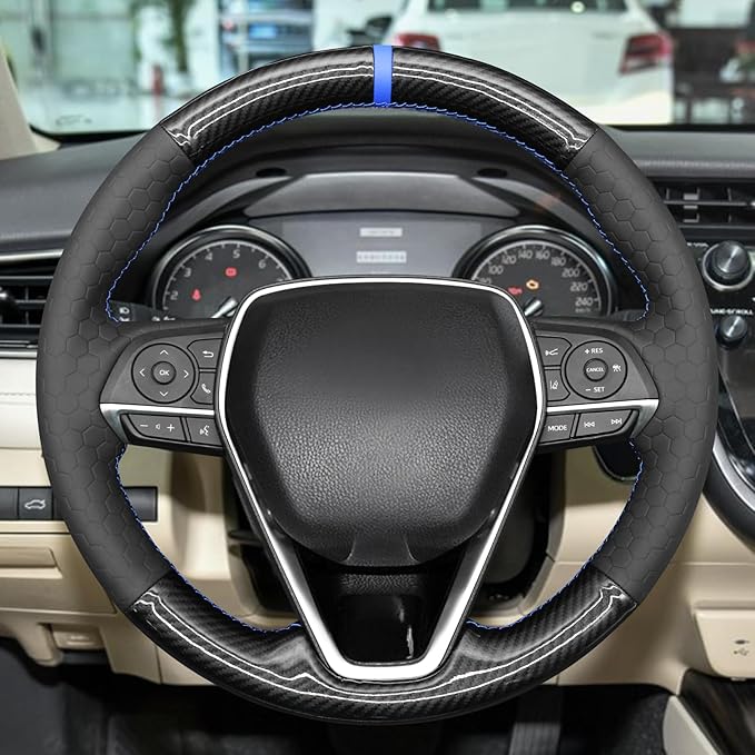 MEWANT Breathable Hand Sewn Car Steering Wheel Cover for Toyota Camry 2018-2019 / Toyota Avalon 2019 / Toyota Corolla 2019-2020 / Toyota RAV4 2019 Steering Wheel Accessories
