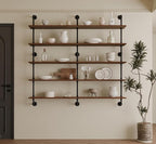 Industrial Pipe Shelf Shelving Bookcase, Wall Mounted Rustic Bookshelf 60 Inch, Floating Bookshelves for Wall,Retro Wood Meta