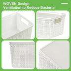 6 Pack Plastic Storage Baskets With Lids,White Breathable Stackable Storage Bins,Small Storage Containers,for Organizing Stor