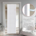 Jilron Accordion Door Curtain Set - 100% Blackout, with Curtain Rod Included, for Bedroom Privacy Protection (White-43 W x 78