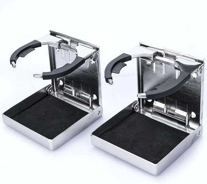 Marinebaby Stainless Steel Adjustable Folding Cup Drink Holders Marine/Boat/Caravan/car (Cup Holder (2pcs))