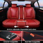 Coverado Car Seat Covers Full Set, Red Seat Covers for Cars, Waterproof Nappa Leather Automotive Seat Covers with Lumbar Head
