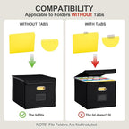 Hleelomi Collapsible File Box with Lid & Plastic Slide - Hanging Document Organizer for Office/Home, 14.96x12.6x10.83 Inch,De