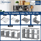 Mavivegue Book Shelf, 12 Cube Storage Organizer, DIY Bookcase, Metal Cube Bookshelf,Tall Book case for Bedroom, Living Room,O