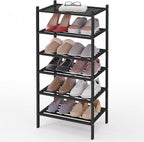 Smiry Small Bamboo Shoe Rack 6-Tier, Stackable Wooden Shoe Organizer for Entryway & Closet, Free Standing Wood Shoe Storage S