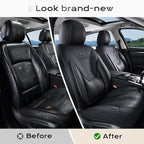 Coverado Car Seat Covers with Lumbar Support, Front Covers for Cars, Universal Automotive Seat Cover, Waterproof, Leather Car