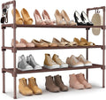 LANTEFUL 3 Tier Shoe Rack for Closet Shoe Organizer with 5 Hooks, Long Shoe Shelf Storage for Shoe and Boot Stackable Free St