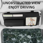Car Sun Visor Organizer, Visor Storage Pouch Holder with a Picture Frame, Visor Document Holder for Truck, with Sunglasses Clip, Essential Visor Accessories for Driver Auto Owners BLack