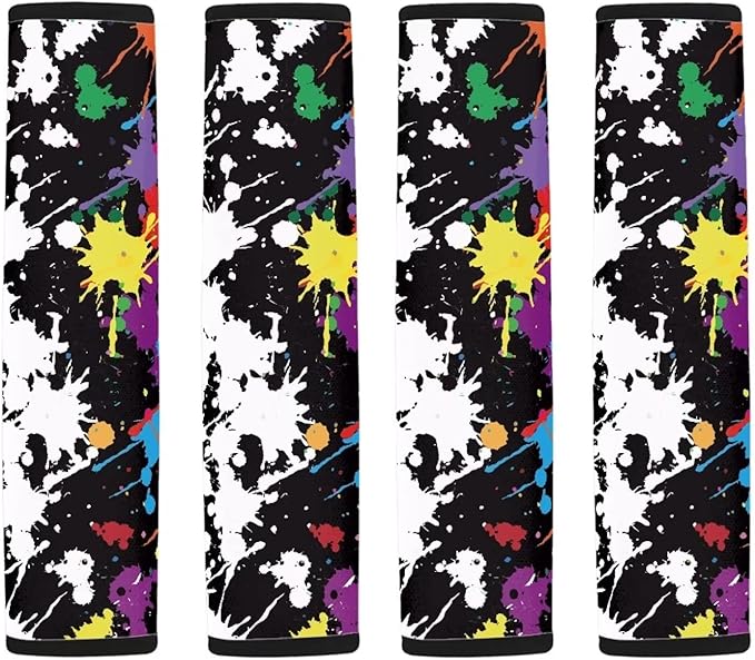 Forchrinse Splatter Painting Car Seat Belt Cover - 2 Pair,Soft Wraps Seatbelt Shoulder Strap Pad Cushion,Suitable for Cars Camera Backpack Laptop