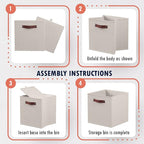 Ornavo Home 11 x 11 Storage Cube Bins, Foldable Collapsible Fabric Storage Bins Box Linen Shelf Basket Cube Organizer for Clo