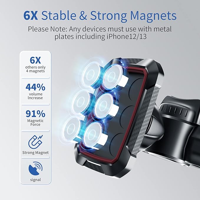 OQTIQ Magnetic CD Phone Car Mount for Car CD Player, Built-in 6 Strong Magnets, Compatible with iPhone 17 16 15 14 13 12 Series,Samsung Galaxy, LG, and More, Secure Mounting with Anti-Slip Pads