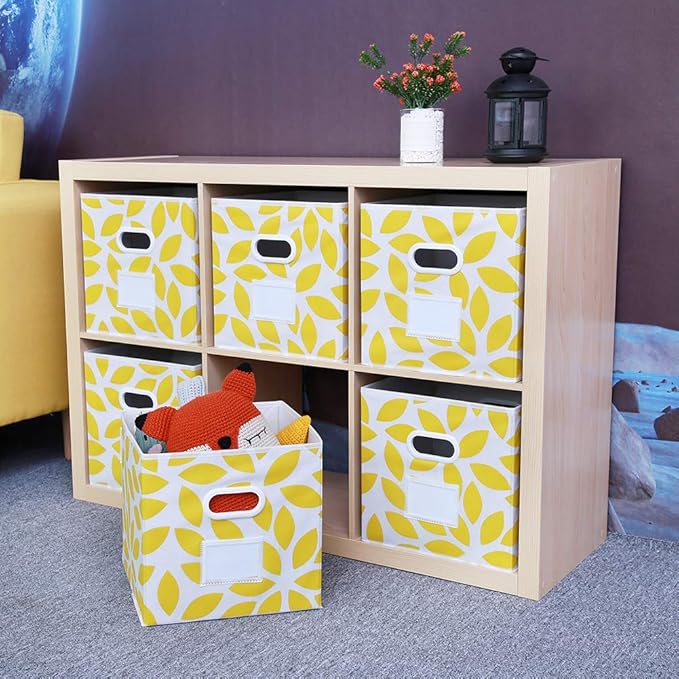 MAX Houser Fabric Storage Bins Cubes Baskets Containers with Dual Plastic Handles for Home Closet Bedroom Drawers Organizers,