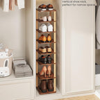 LUCKNOCK Vertical Shoe Rack, 8-Tier Tall Narrow Shoe Organizer for Entryway, Closet, Dorm & Small Spaces, Freestanding Wooden