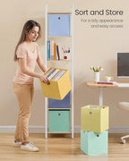 SONGMICS Storage Cubes, Set of 6 Odorless Foldable Storage Boxes, 10.2 x 10.2 x 11 Inches, Closet Organizers for Shelf, Rainb