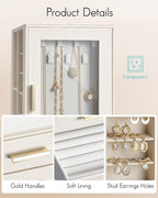 VLANDO 360ｰ Rotating Jewelry Box with 5 Drawers, Mothers Day Mom Gifts, Large Jewelry Storage with 2 Glass Window, PU Leather