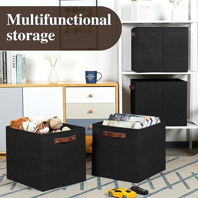 Temary Cube Storage Bins 4Pack Foldable Storage Baskets for Clothes Shelf Basket with Handles, Fabric Storage Boxes Organizer