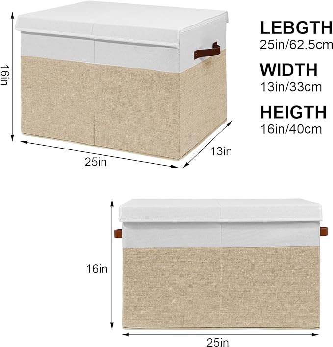 Gowee Large Toy Storage Box with Lid, Sturdy Toys Storage Chest Bin Organizer Basket with Dividers for Kids, Boys, Girls, Nur