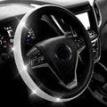 New Diamond Leather Steering Wheel Cover with Bling Bling Crystal Rhinestones, Universal Fit 15 Inch Car Wheel Protector for 
