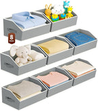 Homsorout Large Closet Organizers and Storage Bins - 8 Pack Trapezoid Storage Baskets for Shelves, Foldable Fabric Baskets wi
