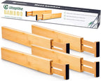 Utoplike 4 pcs Bamboo Kitchen Drawer Dividers Large, Adjustable Drawer Organizers, Spring Loaded, Works in Kitchen, Dresser, 