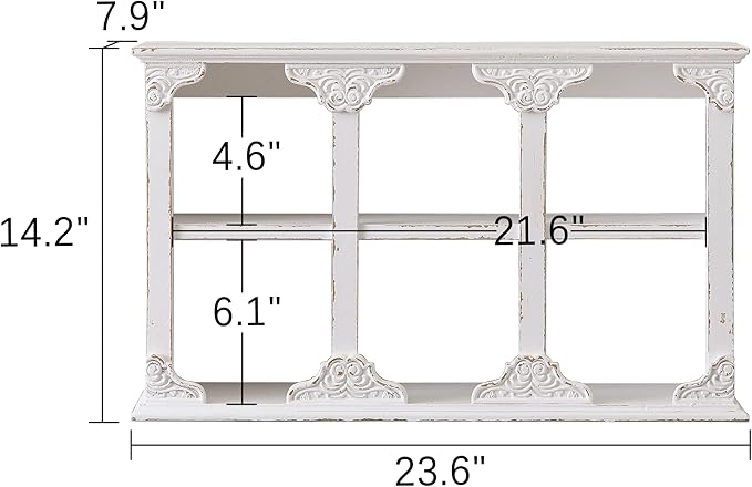 SOFE Vintage Rustic Floating Shelves for Wall White, 3-Tier Wall Shelf 24 Inch Long, Wood Shelving Unit for Bathroom Kitchen 
