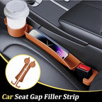 2PCS Car Seat Gap Filler, Soft Carbon Fiber Vehicle Between Seat and Console Organizer with Cup Holder, Prevent Falling Automotive Interior Chair Gap Plug, Universal Fit (Orange)