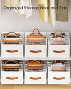 Homsorout Purse Organizer for Closet, Fabric Handbag Storage Organizer with Handles, Foldable Bag Organizer Drawer for Flat H