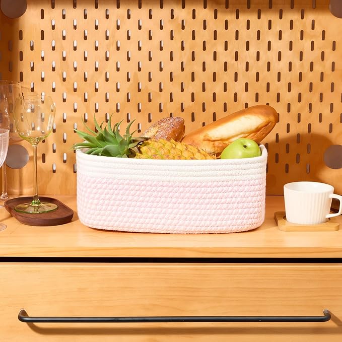 MiniArk Small Storage Baskets for Organizing | Closet Organizer Bins | Shelf Toy Basket | Woven Rope Baskets | Cube Decorativ