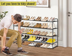 MISSLO 4 Tier Long Shoe Organizer for Closet Shoe Rack for Bedroom Closet Floor Shoe Shelf for Entryway Storage Stackable Wid