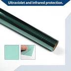 Car Window Tint Film Window Privacy Film Car Carbon 2PLY PET 9.84 ft x 19.69 Inch 1 Pc Green VLT 65% IRR 15% UVR 47%