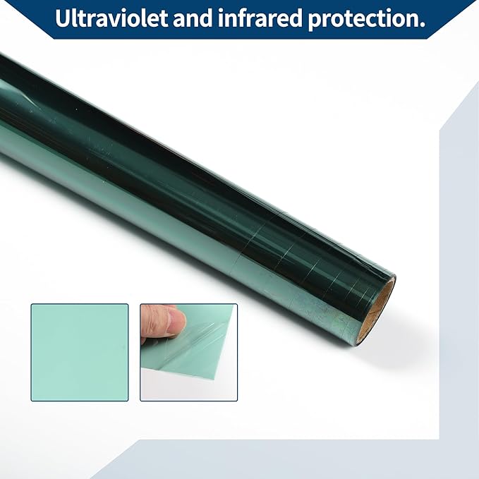 Car Window Tint Film Window Privacy Film Car Carbon 2PLY PET 9.84 ft x 29.92 Inch 1 Pc Green VLT 65% IRR 15% UVR 47%