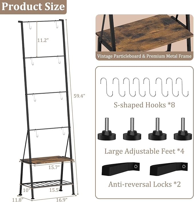 Blanket Ladder Towel Rack with Storage Shelf and Hooks, Decorative Scarf Rack, Throw Blanket Holder Ladder Shelves for Bathro