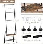 Blanket Ladder Towel Rack with Storage Shelf and Hooks, Decorative Scarf Rack, Throw Blanket Holder Ladder Shelves for Bathro