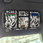Coconut Tree Zippered Car Sun Visor Organizer with Adjustable Straps and Multi-Pocket Pouch Storage Organizer with Picture Holder Easy Installation Universal Fit for Most Cars SUV