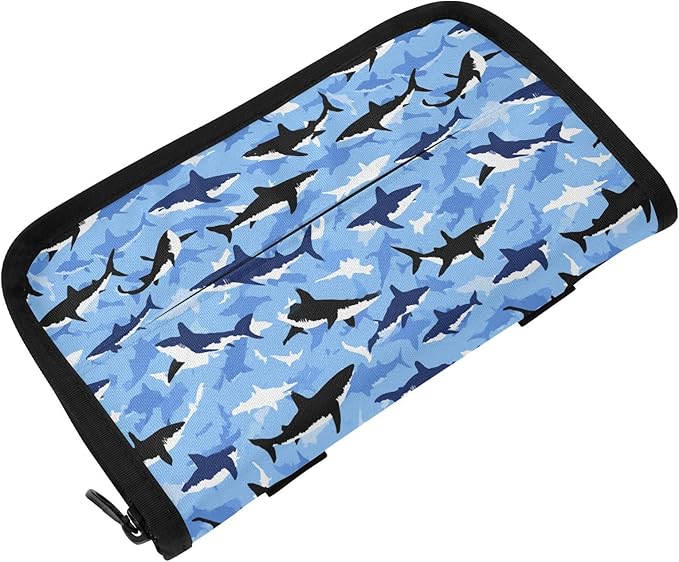 Car Tissue Holder Car Visor Organizer Tissue Box Holder for Car Sun Visor Organizer with Car Vehicle Accessories Essentials Interior for Women Men Marine Sky Blue Shark