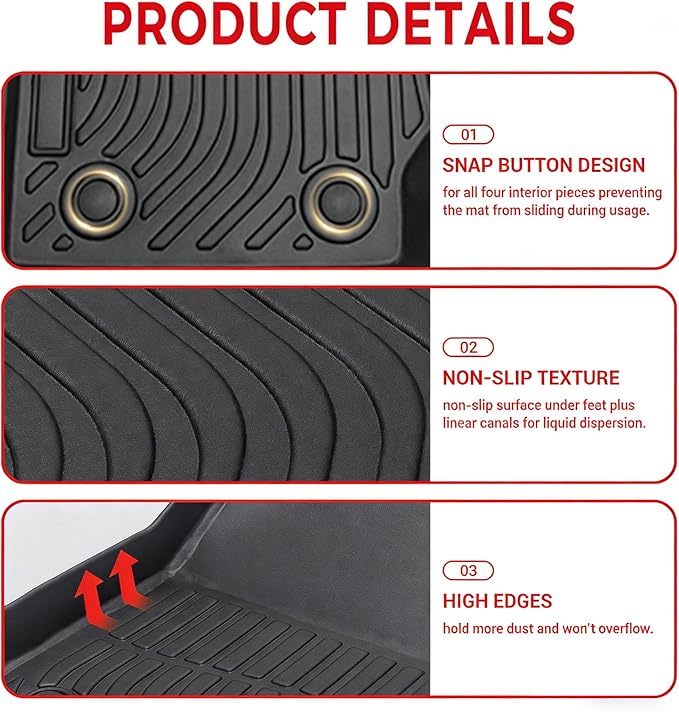 All Weather Floor Mats for 2016-2019 Chevy Cruze (No Fit 2016 Cruze Limited), Chevy Cruze Floor Mats, 1st and 2nd Maximum Coverage, 3D Waterproof TPE Rubber Protector Car Mats Full Set Liners
