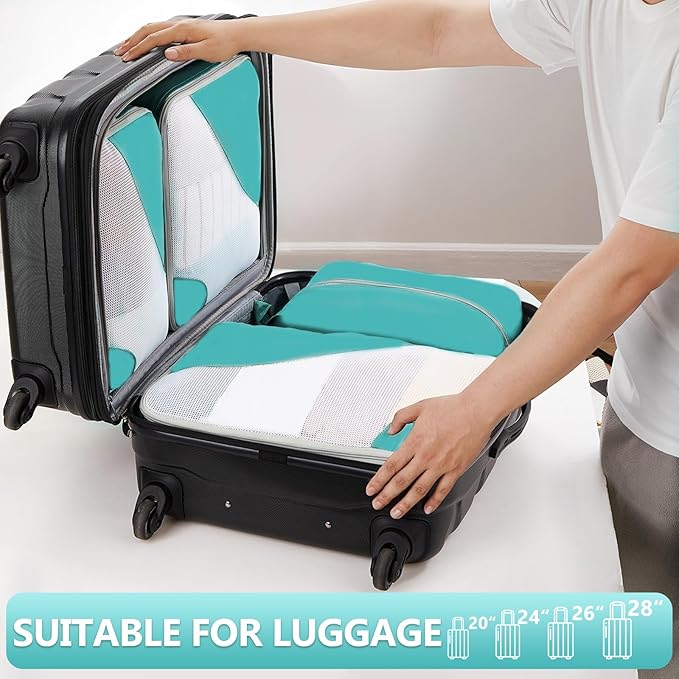 8 Set Packing Cubes for Travel, Gifts for Women Mom,Anti-Tearing Suitcase Organizer for Luggage with Shoe & Hanging Toiletry 