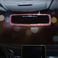 Bling Rhinestone Car Rear View Mirror with Crystal Diamonds Bling Car Accessories for Women - Red
