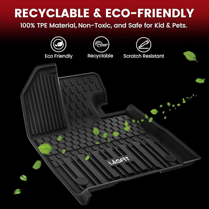 LASFIT Floor Mats for Toyota Sienna 7 seats 2021-2026 (Only for 7 Seat & Not Fit 2025 2026 Platinum Edition) All Weather TPE Custom Fit Floor Liner for Toyota 7 passenger Front and Rear Car Mat, Black