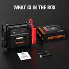 AsperX 6000A Car Jump Starter, Battery Jumper Starter Portable for 12V Vehicles (for All Gas or up to 12L Diesel) - Car