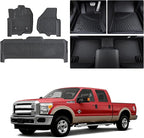 Heavy-Duty TPE Floor Mats for 2012-2016 Ford F-250/F-350/F-450/F-550 Super Duty SuperCrew/Crew Cab, 1st & 2nd Row Custom All Weather Fit 4 Door Ford Accessorie